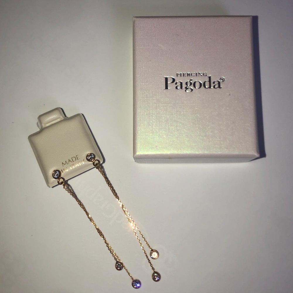 Italian Double  Chain Drop Earrings in 10K Gold